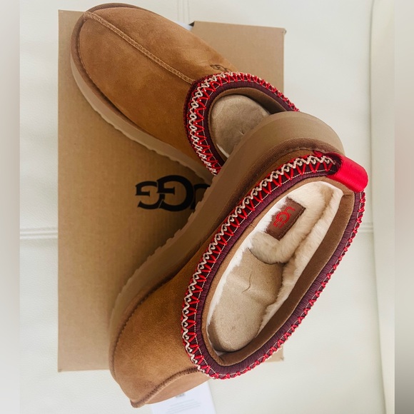 NEW UGG Tazz Suede And Sheepskin Slippers, Chestnut, Womens Size 7 Clog Mules - Picture 7 of 9